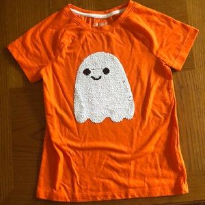 7/8 cat & Jack Sequins shirt- white ghost flips to black skeleton ghost!